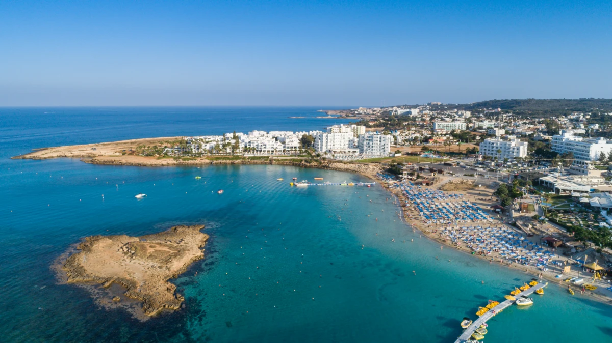  One of the most famous beaches in Cyprus, known for its turquoise water, golden sand, and beautiful coastal views.